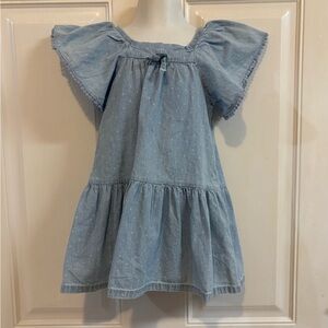 Size 2T Jessica Simpson Polka Dot Chambray flutter short sleeve Dress.  In EUC!
